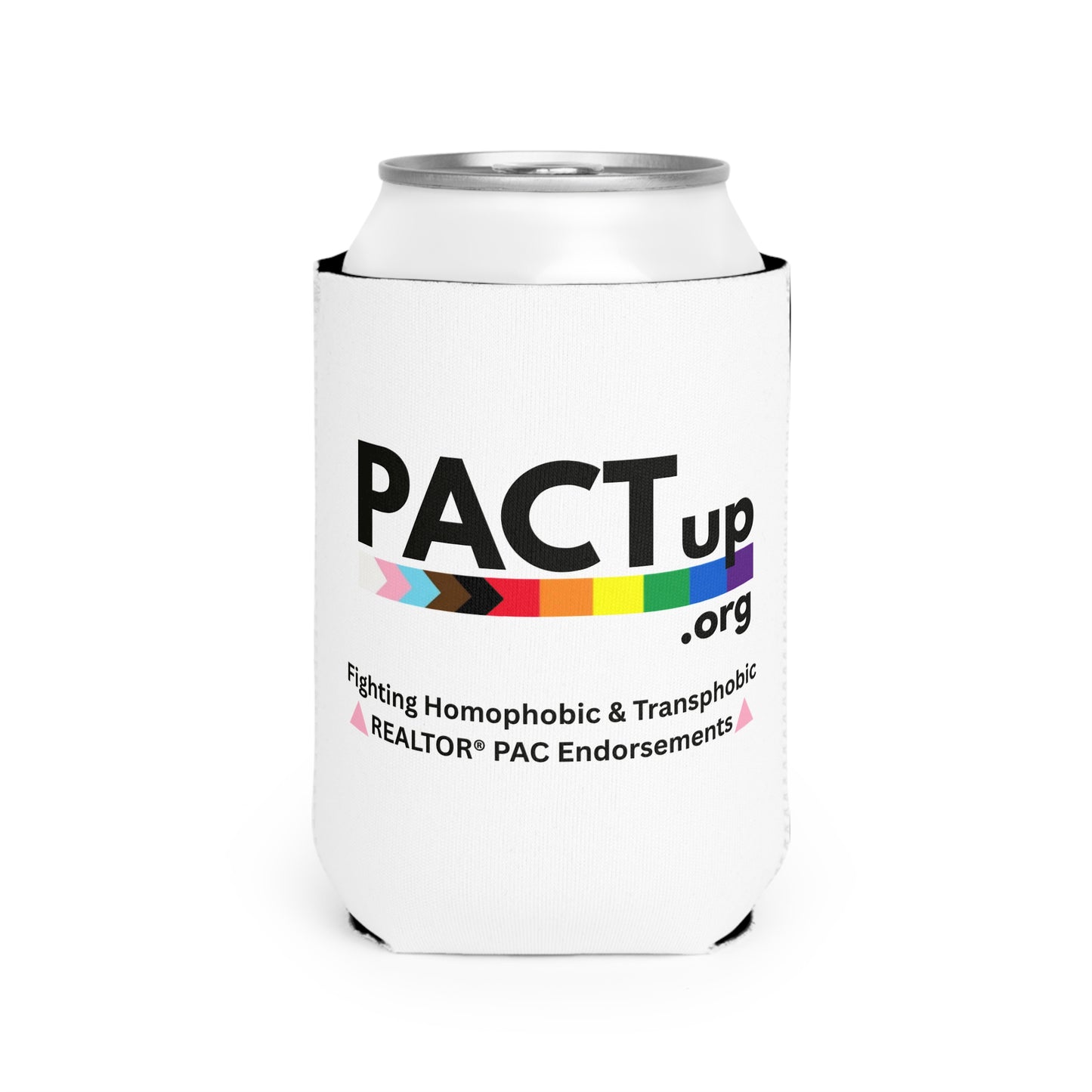 PACTup Can Cooler Sleeve | LGBTQ+ Pride Drink Holder, Summer Party Accessory, Rally Gear, Fundraiser Favor, Gift for Allies