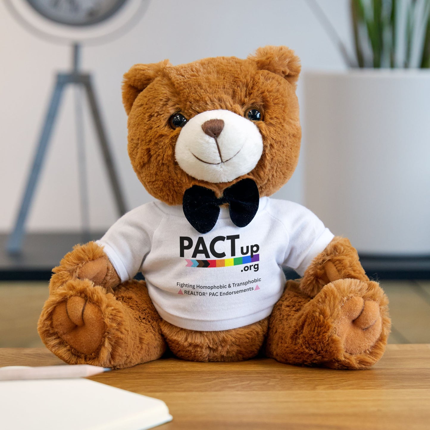 PACT UP - lgbtq pride Teddy Bear Gift, Soft Plush Toy for Kids, Customizable Teddy Bear with T-Shirt, Birthday Gift, Holiday Gift, Cuddly Companion