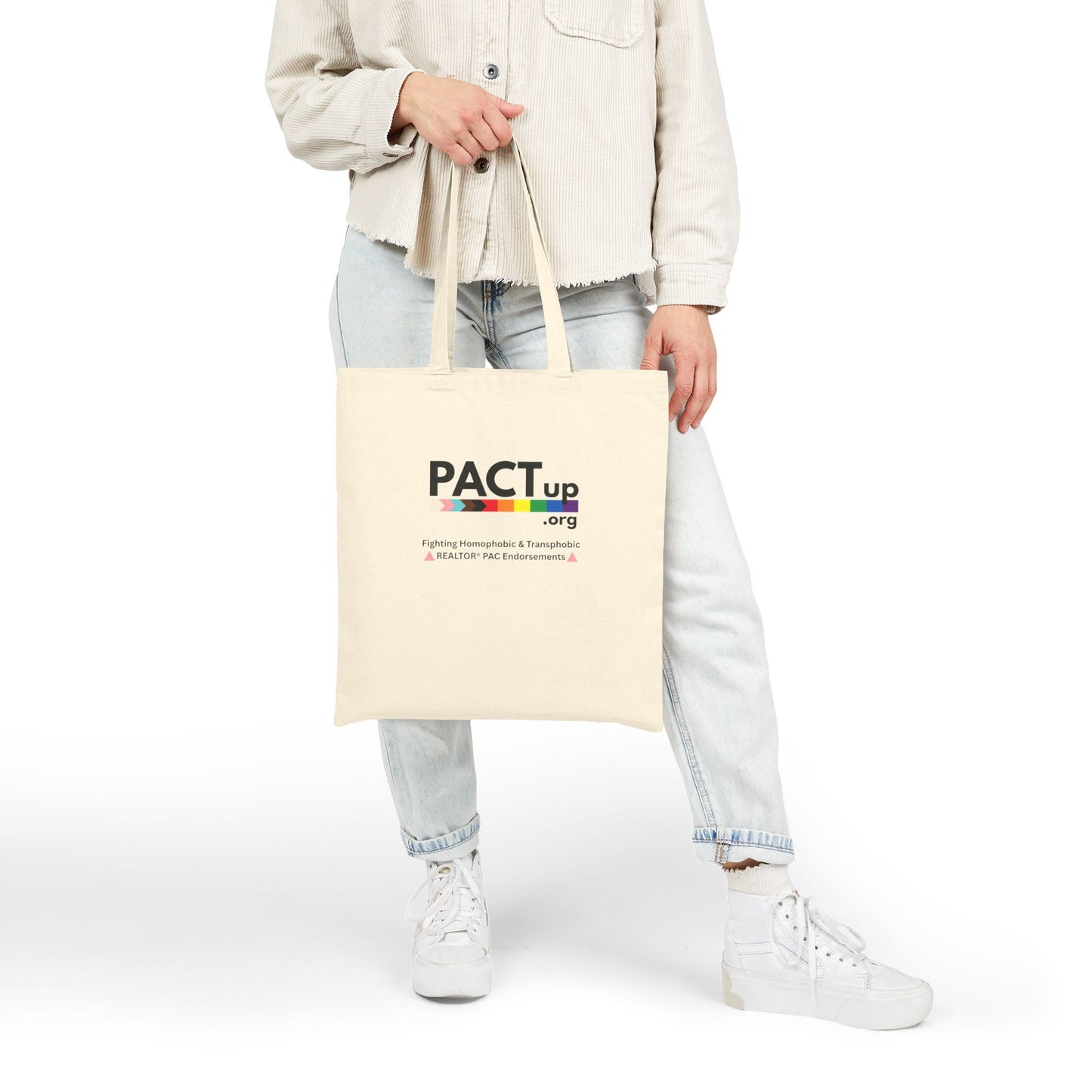 PACT Up - Cotton Canvas Tote Bag - Eco-Friendly Rainbow Pride Design