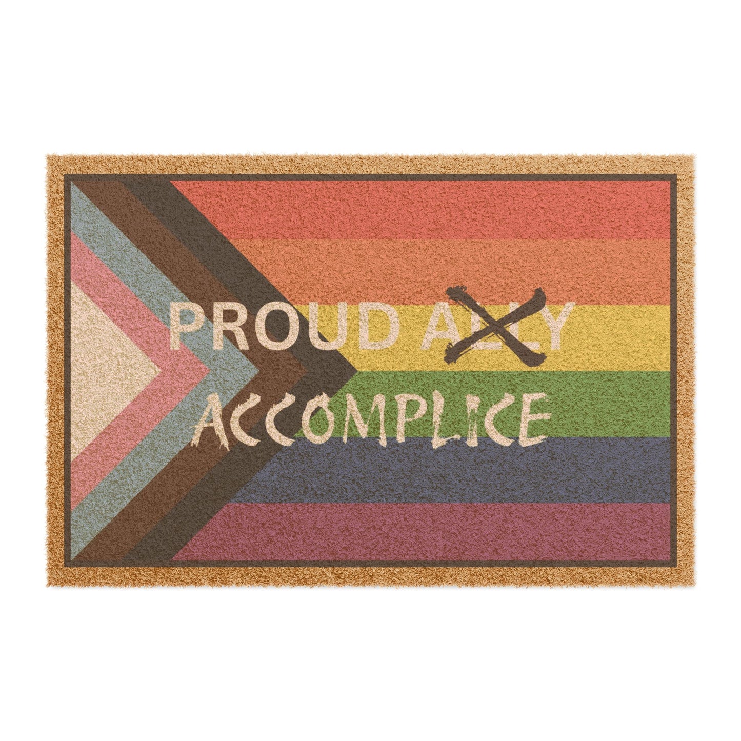 LGBTQ Pride - Proud Accomplice Doormat - Colorful Rainbow Welcome Mat for LGBTQ+ Support
