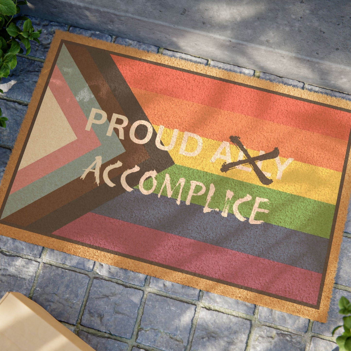 LGBTQ Pride - Proud Accomplice Doormat - Colorful Rainbow Welcome Mat for LGBTQ+ Support