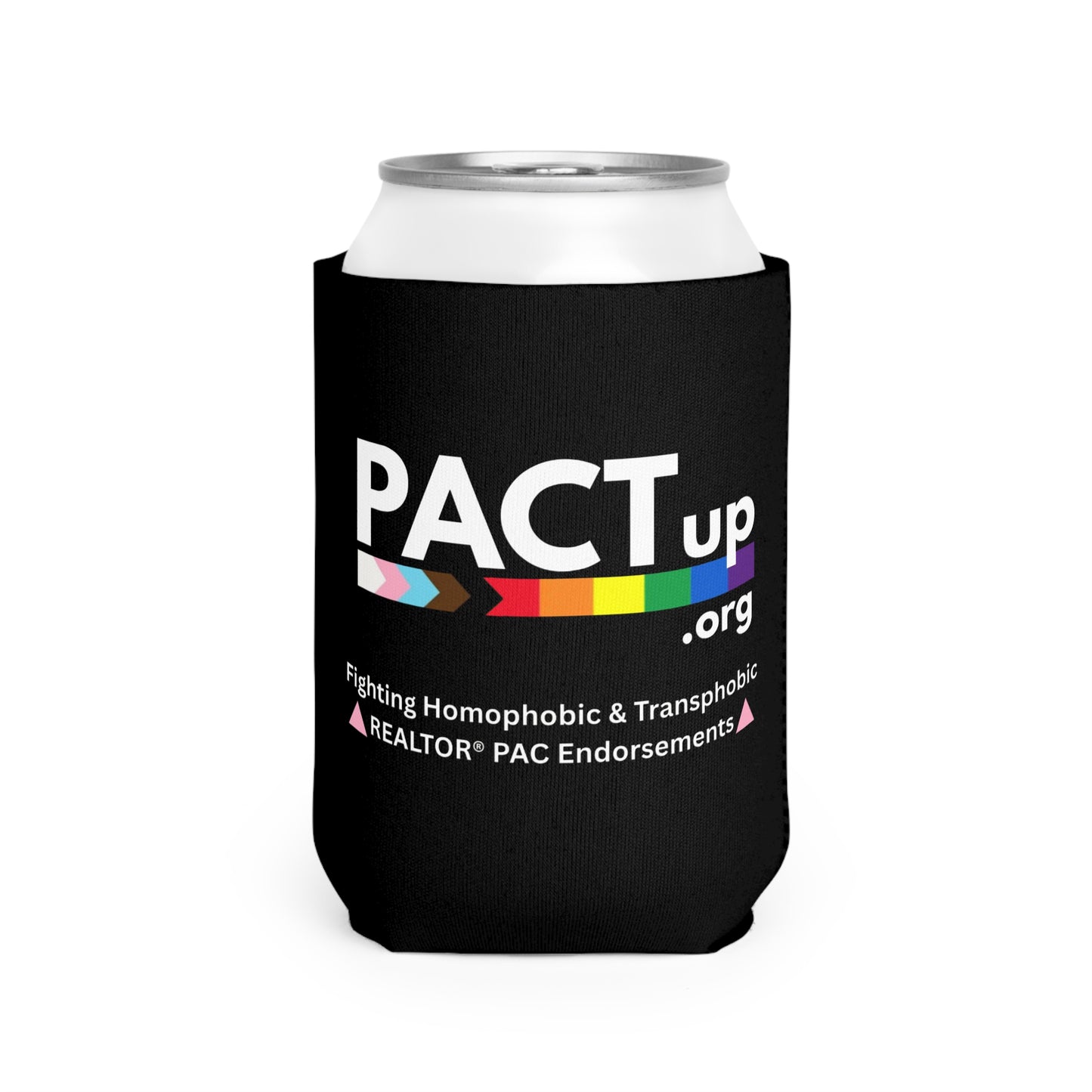 PACT UP - Pride Can Cooler Sleeve | LGBTQ+ Supporter, Eco-Friendly Beverage Holder, Party Accessory, Summer Celebrations, Gift for Allies
