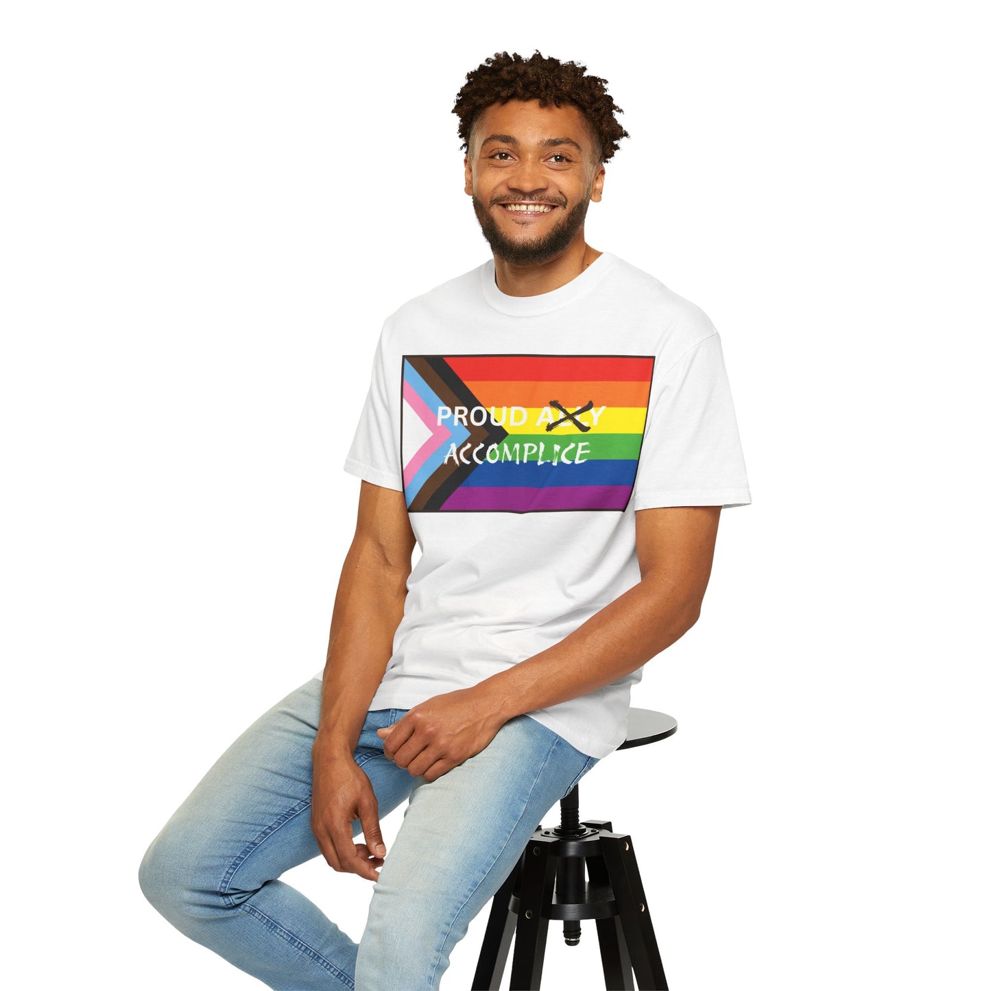 LGBTQ PRIDE - PROUD Accomplice Unisex Garment-Dyed T-shirt