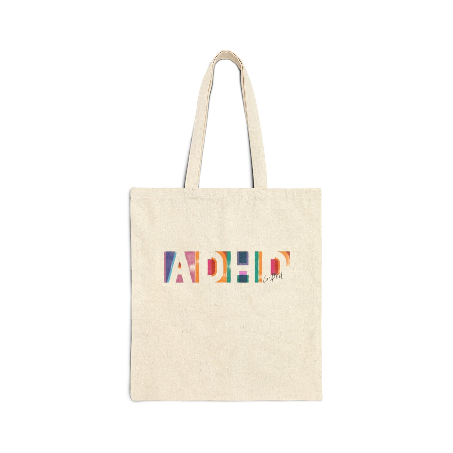 ADHD Gifted - Cotton Canvas Tote Bag - Eco-Friendly Rainbow Pride Design