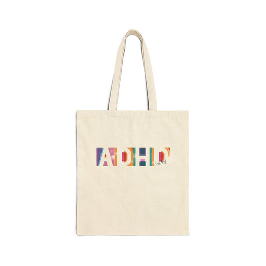 ADHD Gifted - Cotton Canvas Tote Bag - Eco-Friendly Rainbow Pride Design