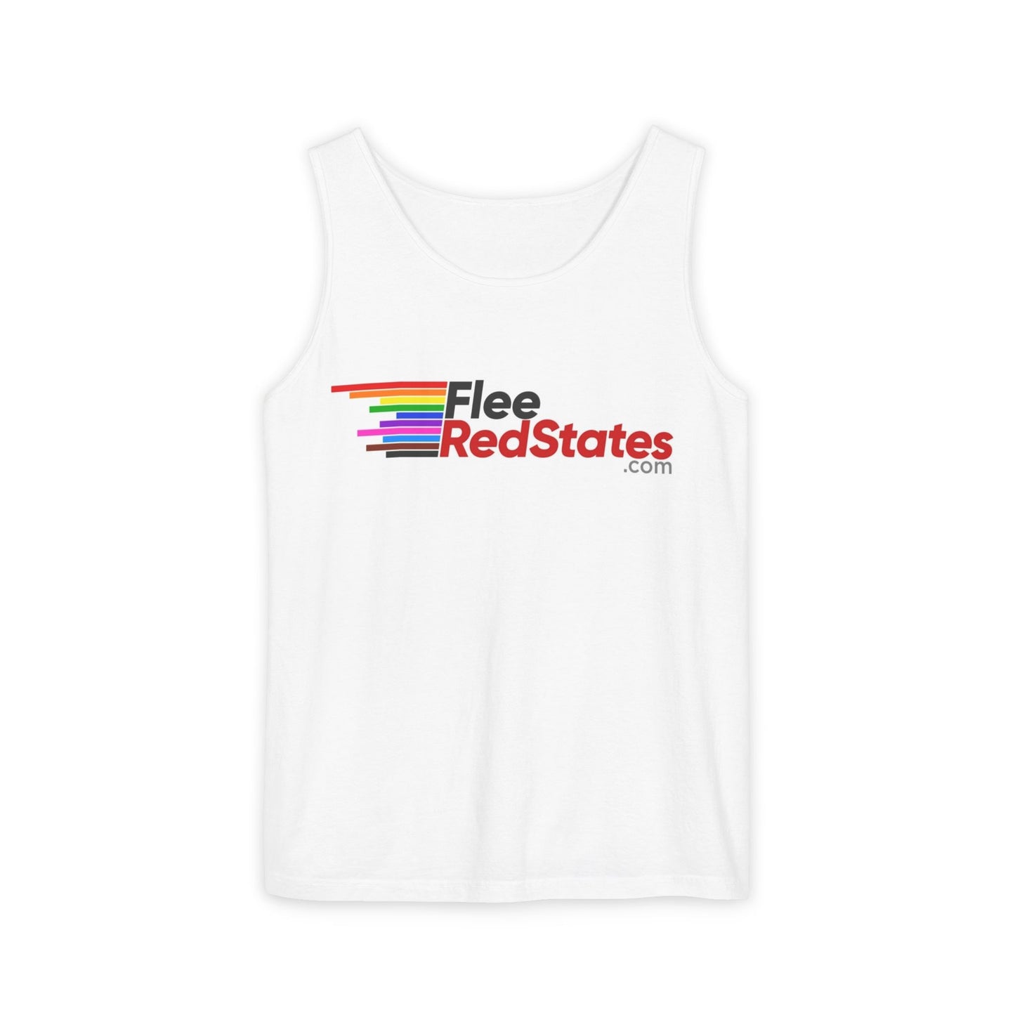 Flee Red States - LGBTQ PRIDE - Unisex Garment-Dyed Tank Top