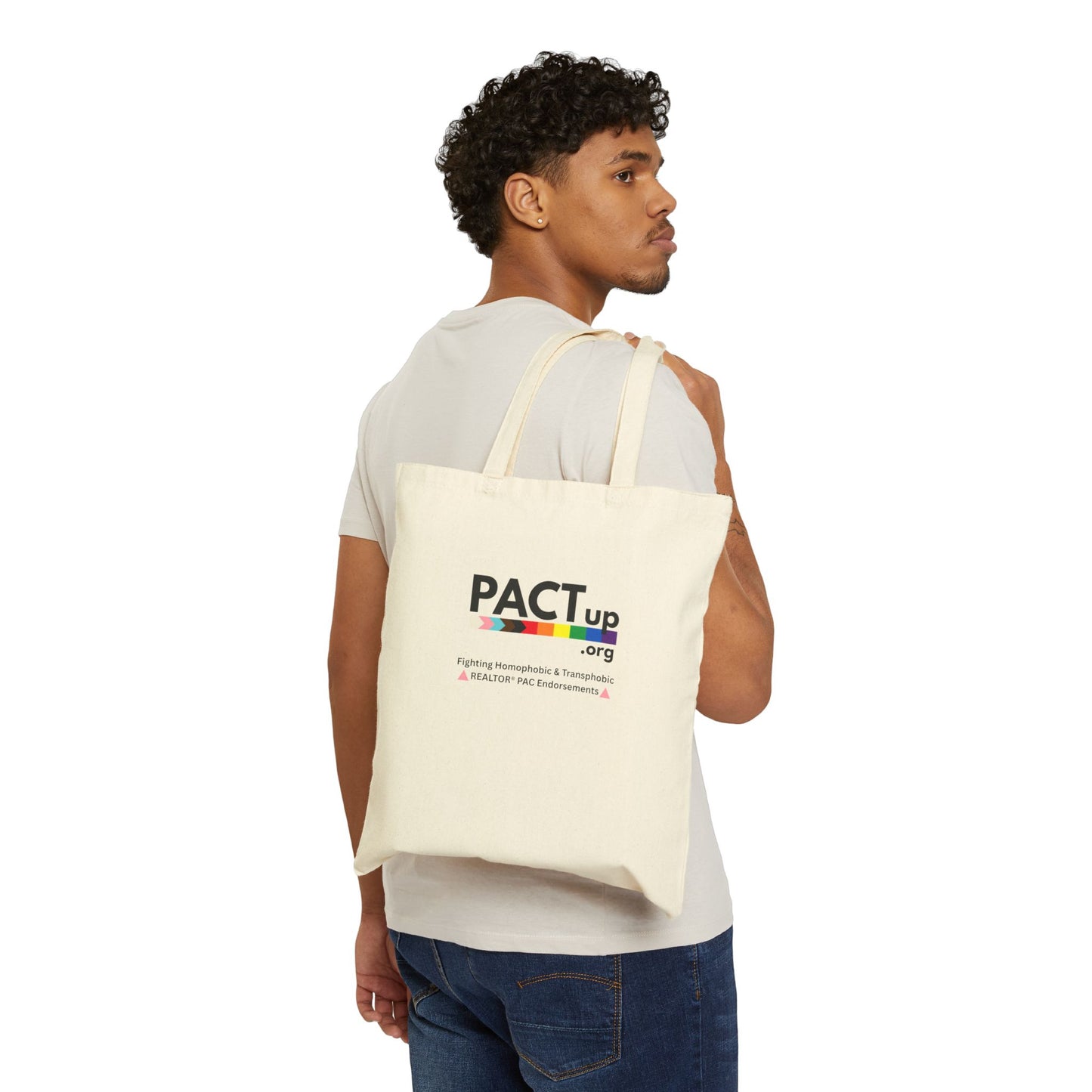 PACT Up - Cotton Canvas Tote Bag - Eco-Friendly Rainbow Pride Design