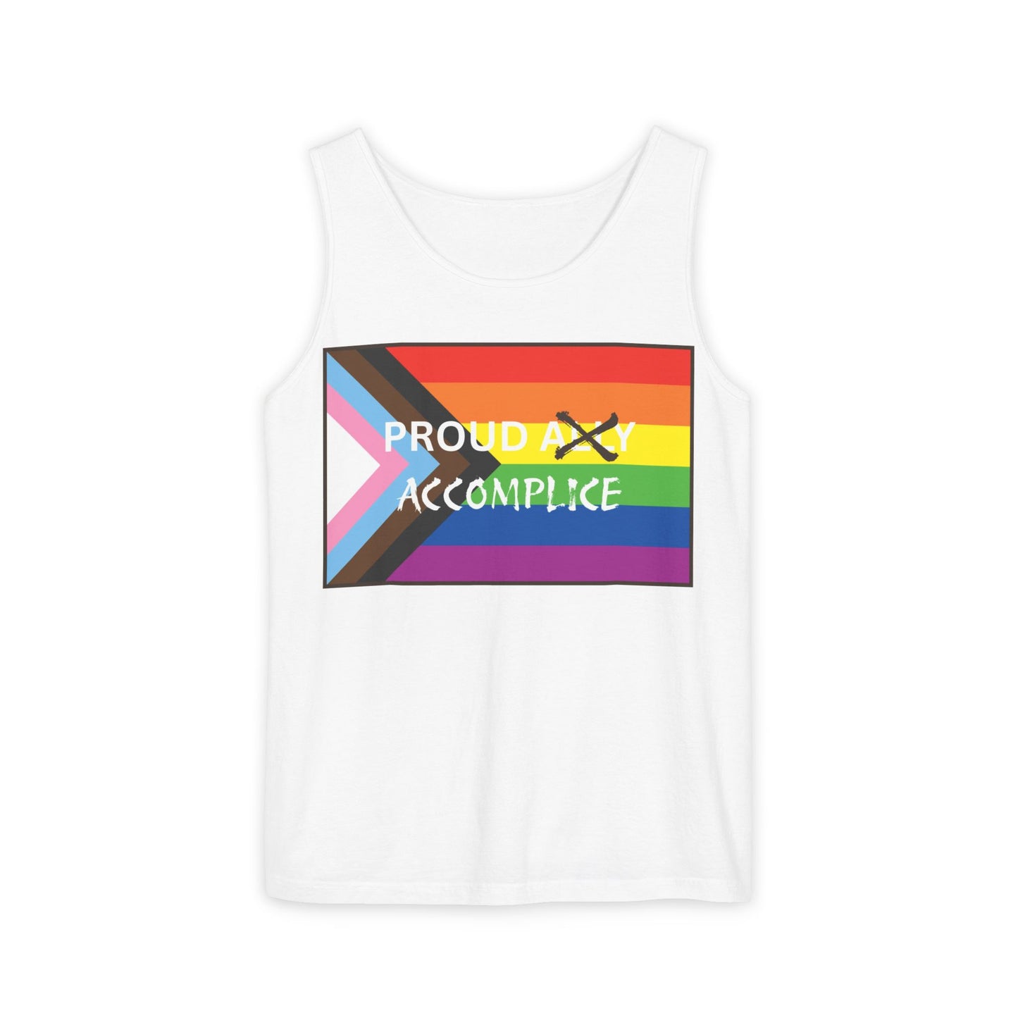 LGBTQ PRIDE - PROUD Accomplice Unisex Garment-Dyed Tank Top