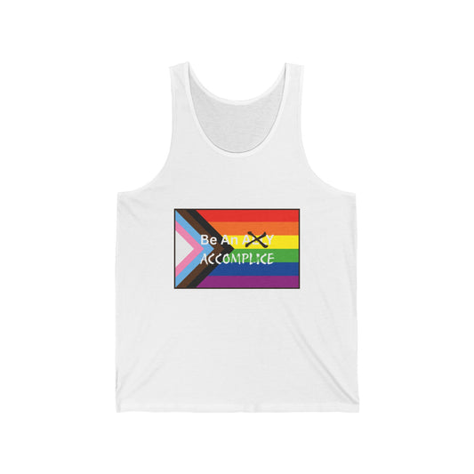 LGBTQ Be An Accomplice Pride Unisex Jersey Tank Top - '' Statement Tee