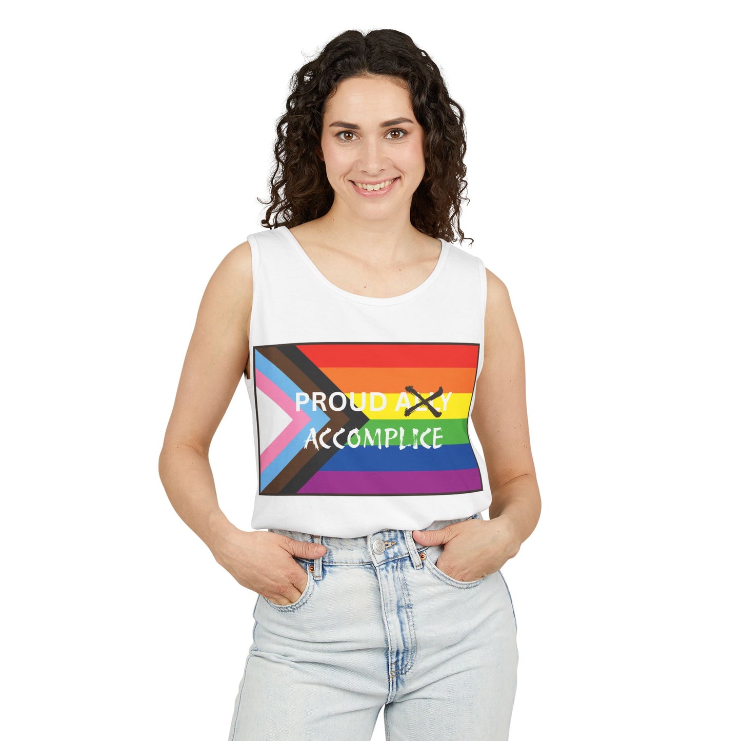 LGBTQ PRIDE - PROUD Accomplice Unisex Garment-Dyed Tank Top