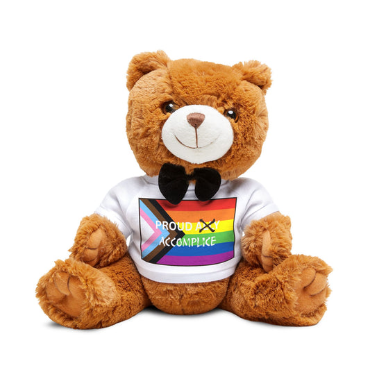LGBTQ Proud Accomplice Pride Teddy Bear Plush, Cute Gift for LGBTQ+ Celebrations, Cuddle Companion, Pride Month Decor, Adorable LGBTQ+ Stuffed Toy