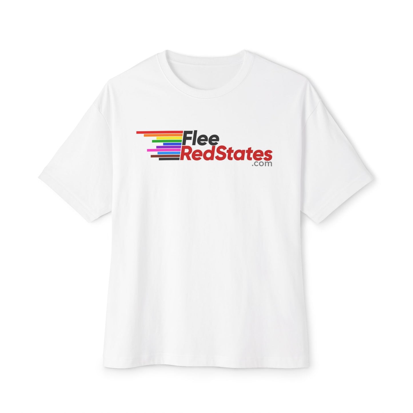 Flee Red States W- LGBTQ World Map on back - Unisex Oversized Boxy Tee