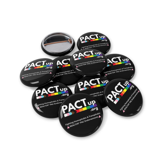PACT UP - 10 Pride Support Round Pins, LGBTQ+ Badges, Equality Accessories, Statement Pins, Activism Flair, Gift for Allies, Fundraising Pins