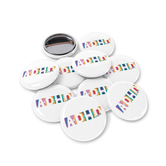 ADHD Gifted - 10 Round Pins - Advocating ADHD PRIDE + Rights,  Buttons, Pride Accessories, Colorful Support Badges, Awareness Campaign Gifts