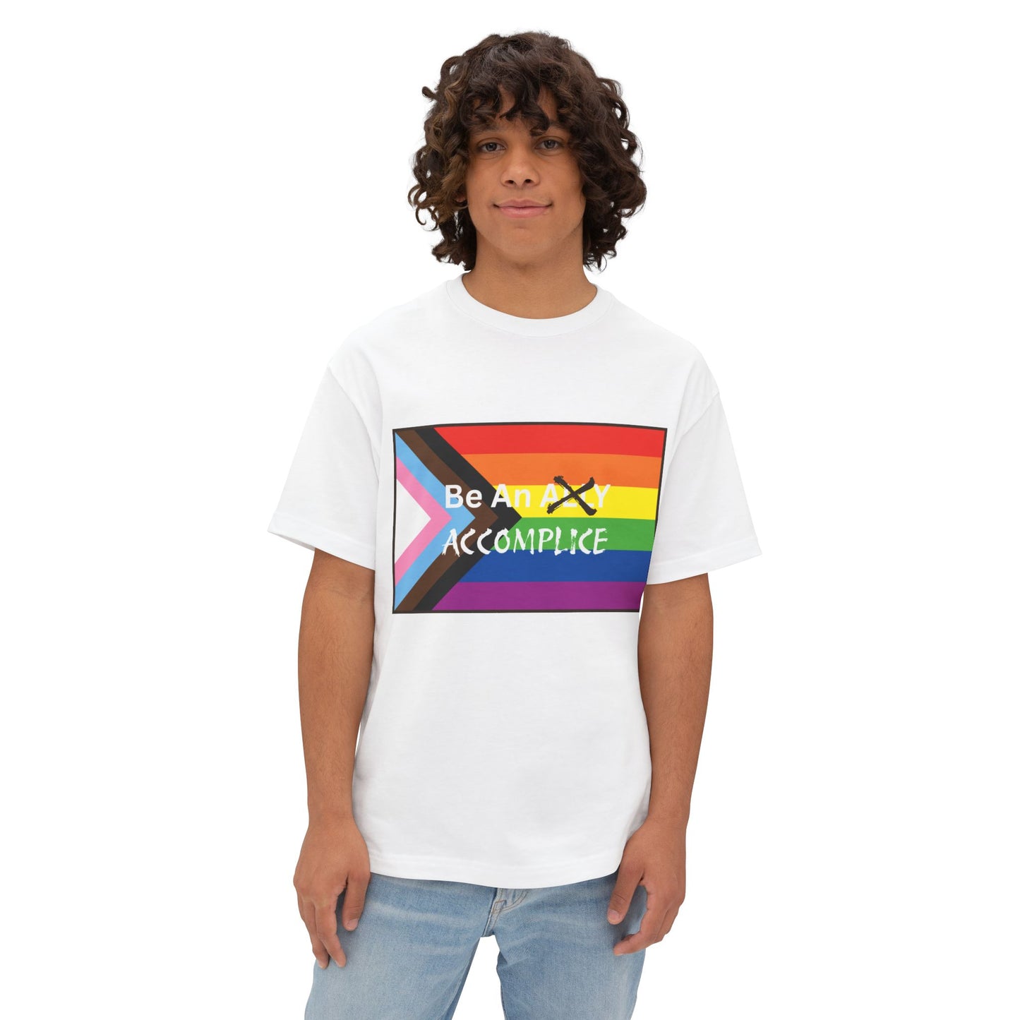 LGBTQ Be An Accomplice Pride Boxy Tee - Unisex Oversized LGBTQ+ T-Shirt