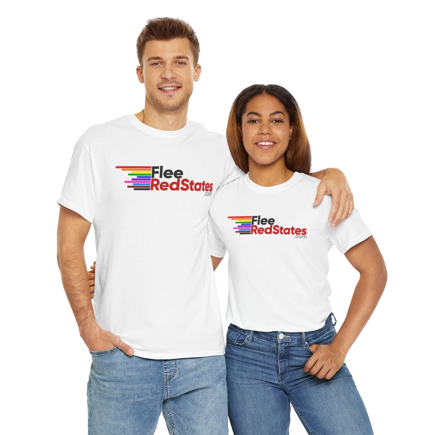 Flee Red States - LGBTQ PRIDE - Unisex Heavy Cotton Tee