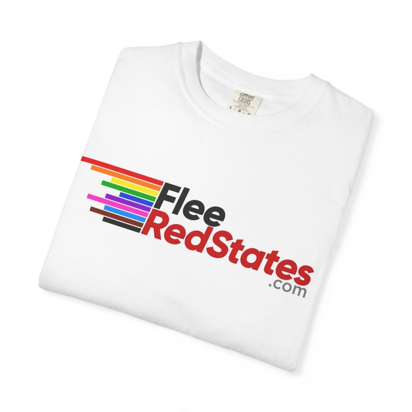 Flee Red States W- LGBTQ World Map on back - Pride T-Shirt - Unisex Garment-Dyed Tee for LGBTQ+ Advocacy