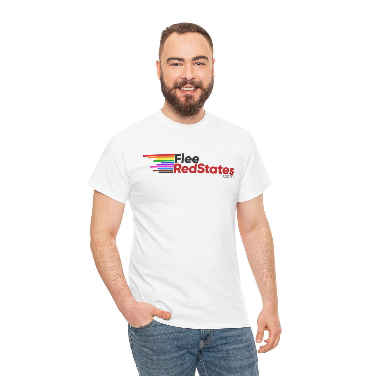 Flee Red States - LGBTQ PRIDE - Unisex Heavy Cotton Tee