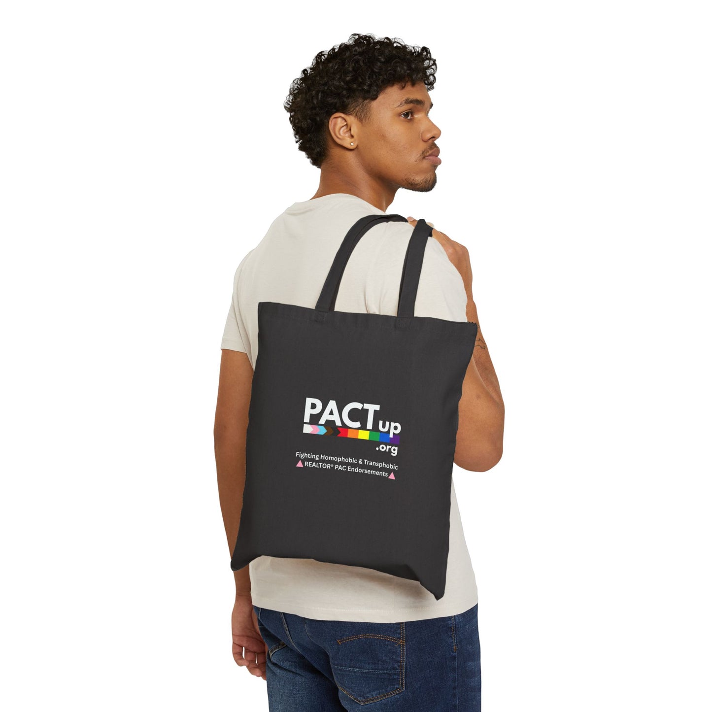 PACT Up - Cotton Canvas Tote Bag - Eco-Friendly Rainbow Pride Design
