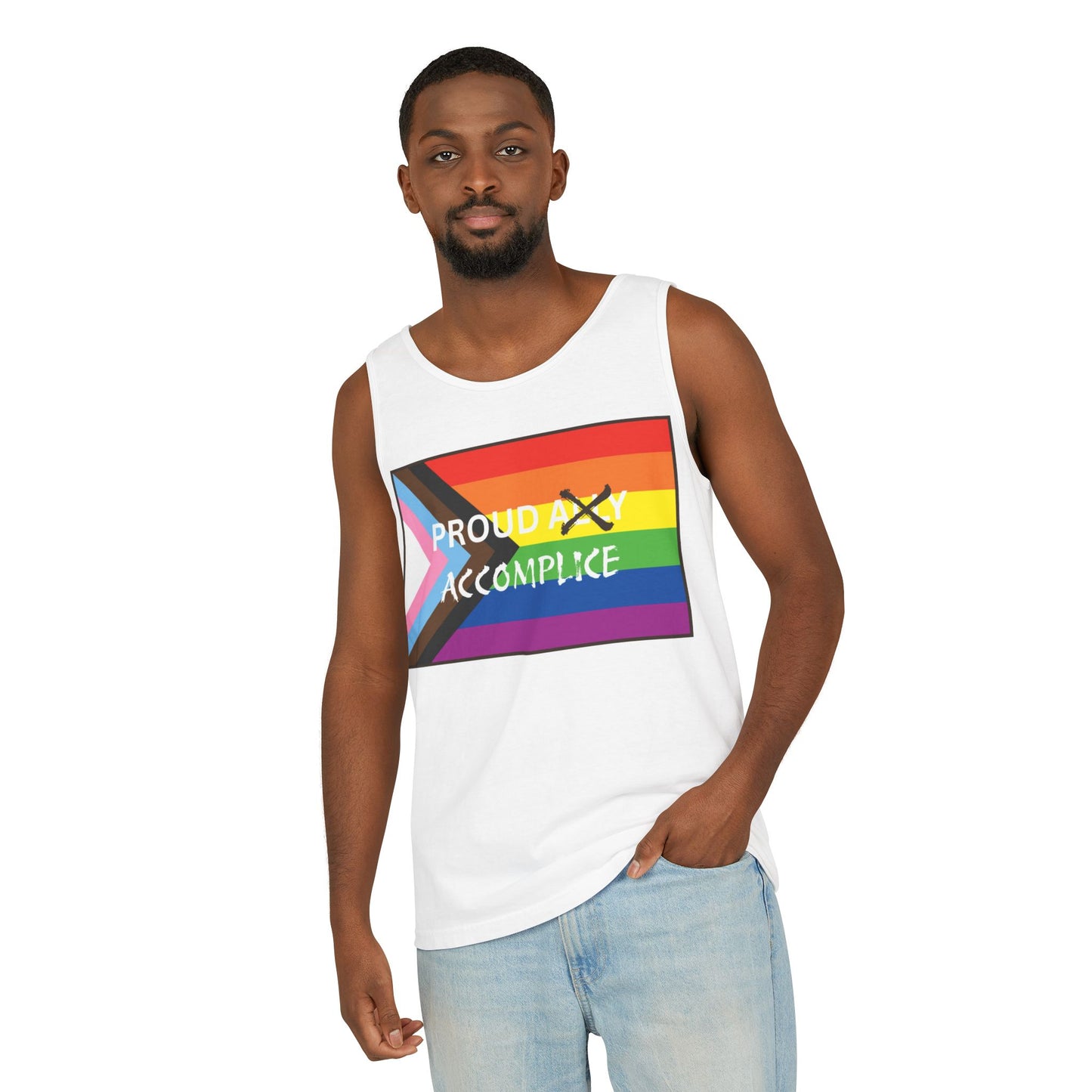 LGBTQ PRIDE - PROUD Accomplice Unisex Garment-Dyed Tank Top