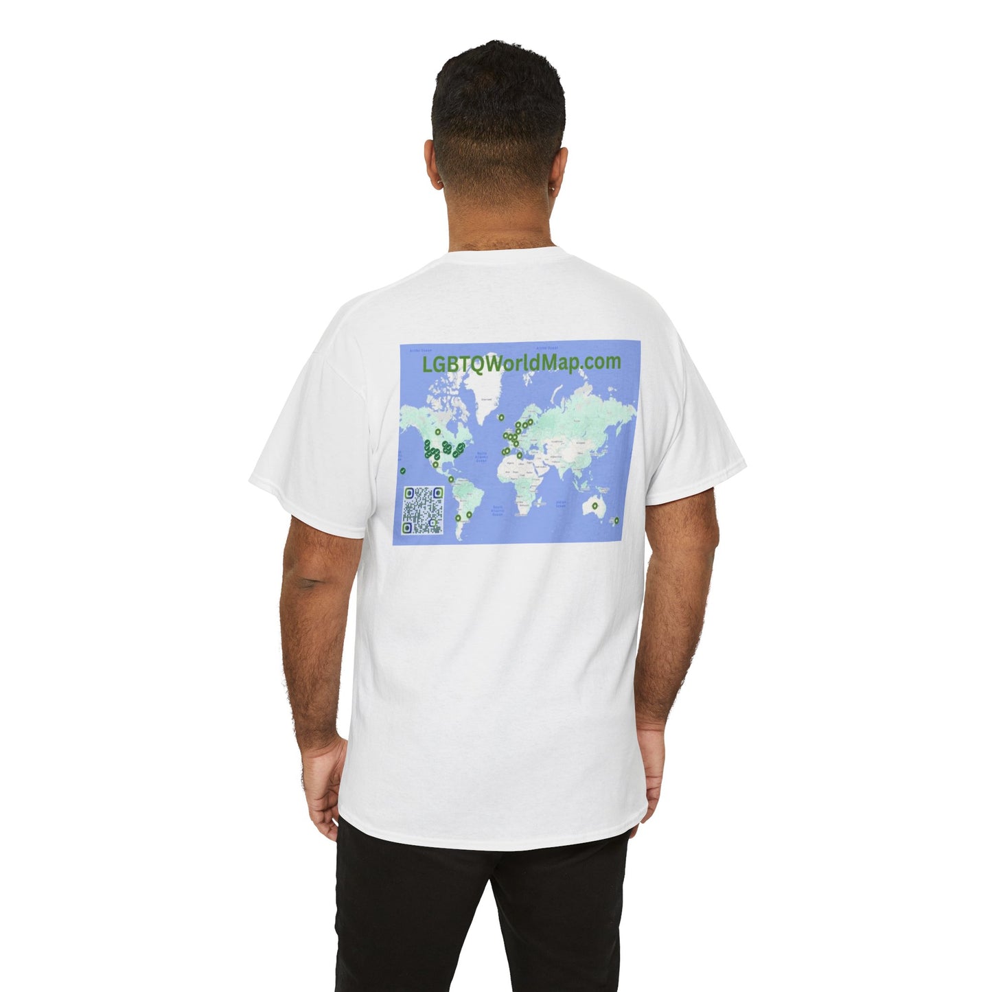 Flee Red States W- LGBTQ World Map on back - LGBTQ PRIDE - Unisex Heavy Cotton Tee