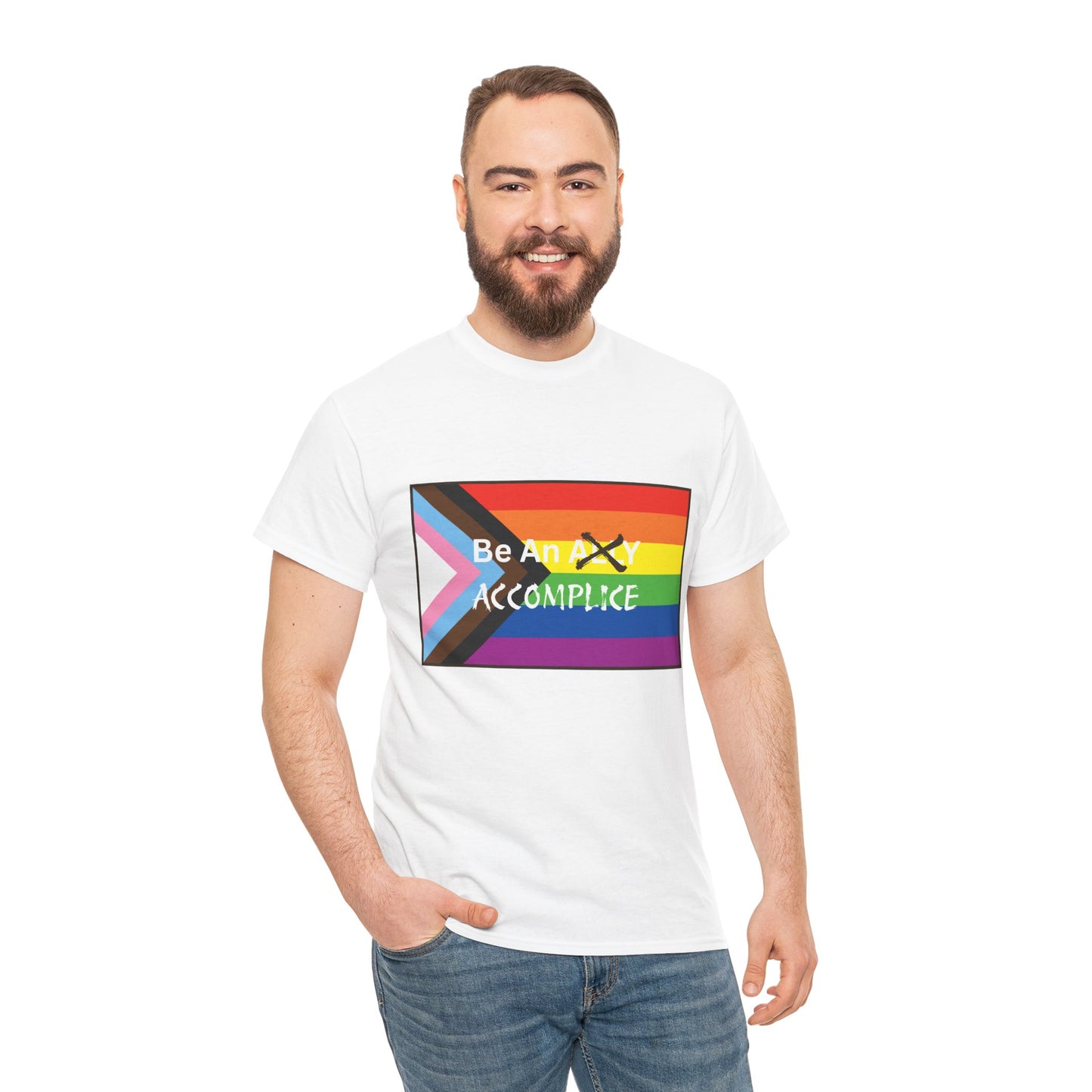 LGBTQ PRIDE Be An Accomplice Unisex Heavy Cotton Tee