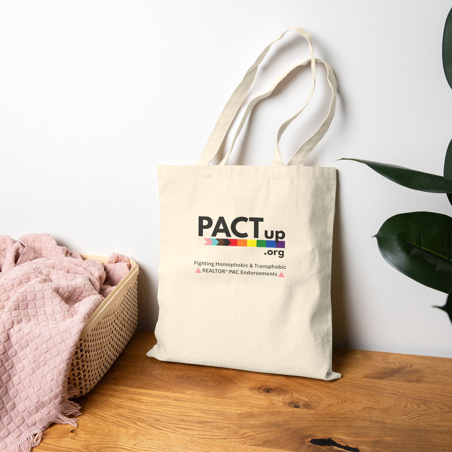 PACT Up - Cotton Canvas Tote Bag - Eco-Friendly Rainbow Pride Design