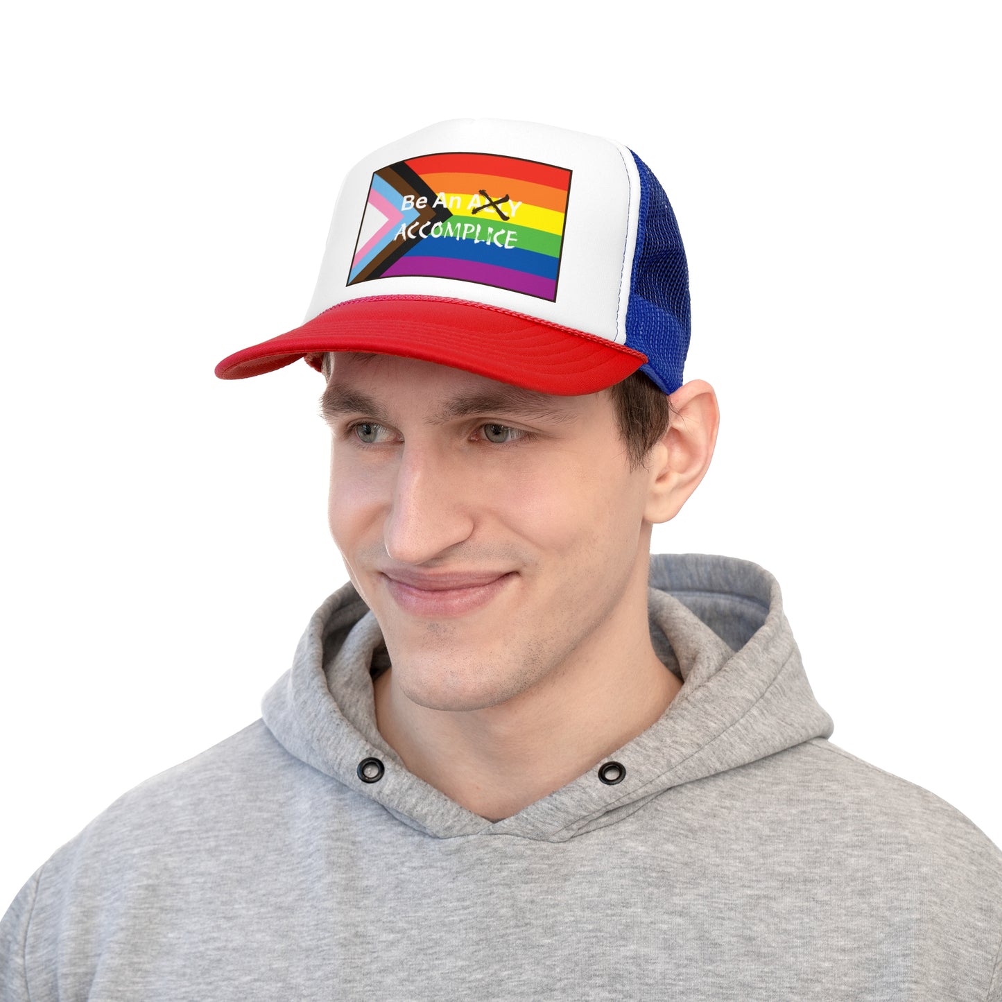 LGBTQ PRIDE Be An Accomplice Trucker Cap - Be An Ally Accomplice